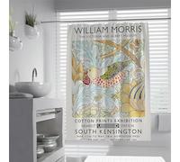 DINGSION William Morris Rideau de Douche et Doublure Set Leaf Flower Birds Rideaux de Salle de Douche Accessoires de Salle de Bain Durable avec Crochet W180xL200cm