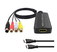 Dingsun Convertisseur vidéo vers HDMI AV Composite RCA et S-Vidéo vers HDMI Convertisseur Support 1080p pour PS One, PS2, PS3, Nintendo 64, WII, WII U et Anciens lecteurs DVD/DVR/VHS