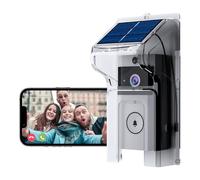 Dingtone P1 Caméra de sonnette sans fil avec alimentation solaire et batterie, WiFi 2,4 G, vidéo HD, vision nocturne et contrôle par application - Pas de frais mensuels