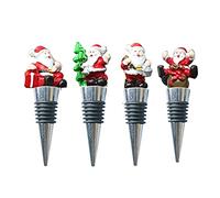 DINGWS Lot de 4 bouchons de bouteille de vin de Noël en forme de bonhomme de neige en alliage d'aluminium pour les amateurs de vin de Noël, gardent le vin frais efficacement