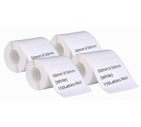 DINGYI Lot de 4 rouleaux d'étiquettes adhésives blanches compatibles avec Phomemo M110/120 - 50 x 50 mm - Pour imprimante de codes-barres, vente au détail, à la maison et au bureau (4, 50 x 50 mm)