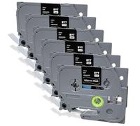 DINGYI Lot de 6 rubans d'étiquettes pour imprimante 12 mm 047 de remplacement pour rubans d'étiquettes laminés Brother Tze-231 blanc sur noir, compatible avec Brother ptouch PTH110 H105 PT-D200 D400