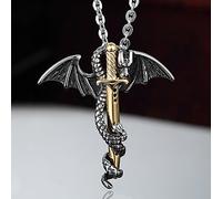 DINGYU Collier créatif 2022 avec pendentif en acier titane et épée de dragon volant pour homme