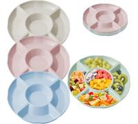 Dinhauyon Plateau à collations, 4 séparateurs de collations 23cm 5 compartiments, idéal pour les réunions de famille telles que les plateaux de fruits les fêtes le cinéma et les buffets
