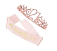 DINHEAROM 1 ensemble Diadème de Couronne Cristal et Écharpe de Fête pour Anniversaire Ensemble Décoratif pour des Ans