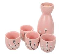 DINHEAROM 1ensemble Service à Saké Japonais Céramique Bouteille Tasses Motif Prunier Blanc Résistant Chaleur Partage et Offrande