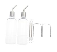 DINHEAROM 2 pièces Bouteilles Eau Suspendues pour Petits Animaux Lot de Distributeurs Durables Plastique et Acier Inoxydable Transparentes pour Cochons et Chinchillas Installation Facile