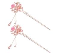 DINHEAROM 2 Pièces Épingle à Cheveux Chinoise Vintage Rose en Alliage et Résine, Double Fleur Élégante, Décorative et Confortable, pour Célébrer les Traditions Anciennes