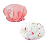DINHEAROM 2pcs Bonnets de Imperméables en Peva Double Couche Bande Élastique, Protection Cheveux, Design Adorable Maquillage Style Aléatoire