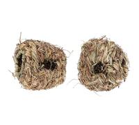 DINHEAROM 2pcs Jouets pour Lapins et Hamsters Boules en Herbe Tressée Marron Forme Balle pour Jouer et Tirer Naturel et Solide