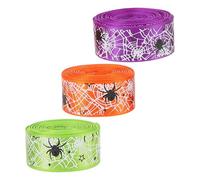 DINHEAROM 3 Rouleaux Rubans Halloween Polyester Motifs Araignée et Toile Araignée pour Décorations de Fête Couronnes et Couleurs Orange Vert