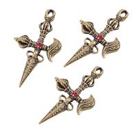 DINHEAROM 3pcs Breloques pour Porte-clés en Laiton Orné D'un Pilon Vajra Vintage, Surface Lisse et Artisanat, Accessoires pour Fabrication de Bijoux et Rituels Religieux