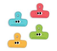 DINHEAROM 4 Pièces Clips de Rangement Alimentaire avec Visages Cartoons Pince à Documents Colorée pour Organisation et Clips Nouveaux et Amusants pour Sacs à Sandwich Rouge Jaune Vert Bleu
