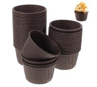 DINHEAROM 50 Caissettes à Cupcake en Papier Marron Alimentaire, sans Odeur, Forme Élégante, pour Fêtes de Thé et Showers, Pack de 50 Pièces