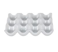 DINHEAROM Boîte à Œufs Anti-écrasement et Évite le Roulement 12 Cases Design Rainuré en Céramique Blanche pour Conservation et Rangement Barbecue ou Pêche