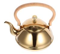 DINHEAROM Bouilloire Portable en Acier Inoxydable avec Anse en Bois, Capacité 1,5l, Design Classique et Finition Polie pour Infusion de Thé et Ébullition D'eau à Domicile Restaurant