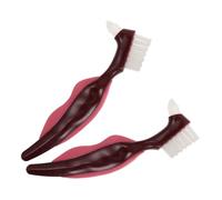 DINHEAROM Brosse à Dents Manche Ergonomique en Pp pour Prothèses Dentaires Double Face pour 2pcs Poils Durs en Nylon Nettoyage en Voyage et Usage Quotidien et Voyage Usage Quotidien