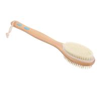DINHEAROM Brosse de Bain Double Face en Bois Massif Manche Long, Outil de Nettoyage du Dos pour Exfoliation et Massage, Baignade