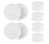 DINHEAROM Cache-Trou pour Câbles de Bureau Rond 50mm, Lot de 6 Pièces | Abs Blanc, Clip Amovible, pour Bureau et Office, Finition Propre du Passage