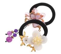 DINHEAROM Élastiques pour Cheveux Épais Vintage 2pcs en Tissu Doux et Caoutchouc, Accessoires Coiffure Femme pour Queues de Cheval Sécurisées Lors de Voyages et Fêtes