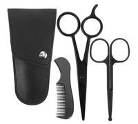 DINHEAROM Ensemble de Ciseaux à Barbe et Moustache avec Peigne et Pochette en Acier Inoxydable Argenté, Coupe et Précision pour Soins à Domicile et Salons de Coiffure