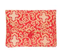 DINHEAROM Enveloppe A4 en Brocart de Soie Rouge avec Nœud Chinois, Pochette Multifonction pour Documents, Écrits Bouddhistes et Rangement Présent, Organiseur Élégant pour Mariage