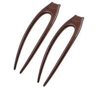 DINHEAROM Épingle à Cheveux Style Chinois Vintage, Artisanat Fin 2pcs en Bois Forme U Tête de Chat Ne Casse Pas Cheveux, pour Mariages et Événements Spéciaux