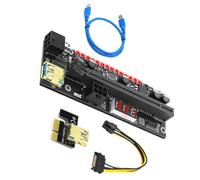 DINHEAROM Extension Pci-e 1x vers 16x Condensateurs Solides Carte D'extension Gpu de Minage, PCB Noir, Affichage Numérique 3,3 V, LED 3528 Alimentation Stable et Régulation de Tension