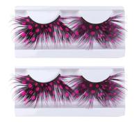 DINHEAROM Faux Cils Faits Main Plume Rose 2 Paires pour Cosplay Soirée Luxe Réutilisables Maquillage Costume Danse