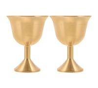 DINHEAROM Gobelet en Laiton Classique Médiéval 2pcs, Coupe à Vin Vintage à Pied Élancé, Usage Polyvalent pour Banquet et Fête, Expérience de Dégustation Améliorée