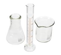 DINHEAROM Jeu de Cylindres Gradués en Verre Bécher et Fiole Scientifique, Coffret d'Outils pour Chimie et Expériences en Laboratoire pour Adultes