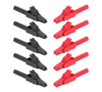 DINHEAROM Kit de 10 Clips de Test Universels pour Multimètre Prise Jack Banane 4mm, Pince Crocodile Isolée en Cuivre et Plastique, Usage Maintenance et Laboratoire