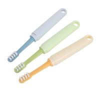 DINHEAROM Kit de 3 Brosses à Dents Double Tête pour Animaux de Compagnie en Abs et Tpr, Soins Bucco-dentaires Complets, Mauvaise Haleine, Usage à Domicile Voyage