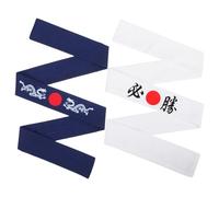 DINHEAROM Lot de 2 Bandeaux Japonerie Bushido en Coton Doux, Taille Unique, Blanc et Bleu à Motif Dragon, Bandeaux de Sport Cuisine pour Karaté, Yoga et Entraînement Quotidien