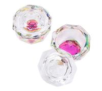 DINHEAROM Lot de 2 Tasse en Cristal Octogonale pour Ongles avec Couvercle, en Verre, pour Poudre et Liquide, Accessoires Manucure pour Salons et Usage Professionnel