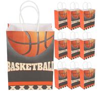 DINHEAROM Lot de 20 sacs en papier à motif basketball - Sacs d'emballage réutilisables pour cadeaux et friandises - 21 x 15 cm - Décorations et articles de fête d'anniversaire