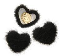 DINHEAROM Lot de 3 Décorations D'ongles 3d de Cœur Pompon Noir Amovible pour Nail Art Femme Manucure DIY