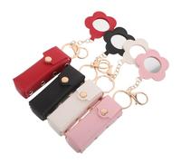 DINHEAROM Lot de 4 Porte-clés pour Rouge à lèvres - Étui à Gloss en PU avec Miroir - Petite Pochette à Rouge à lèvres pour Sac à Main ou Sac - Mini Organisateur de Maquillage de Voyage pour