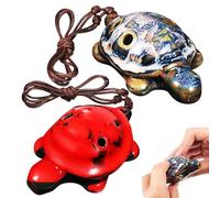DINHEAROM Ocarina Tortue en Céramique 6 Trous, Instrument à Vent Polyvalent Surface Lisse, Lot de 2 Pièces pour Initiation Musicale