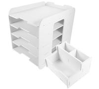 DINHEAROM Organiseur de Documents Blanc en Composite Bois-Plastique, Rayonnage de Rangement à Plusieurs Niveaux Empilable, Présentoir de Bureau pour Dossiers A4, 5 Couches