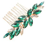DINHEAROM Peigne à Cheveux de Mariée Vert en Alliage Orné de Strass, Chic et Facile à Poser pour Soirée ou Fiançailles, Accessoire Élégant pour Coiffure