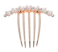 DINHEAROM Peigne à Cheveux Perles et Cristal Élégant en Alliage de Zinc, Accessoire Portable pour Mariage et Fête, Pince Simple et Stylée pour Coiffure Côté