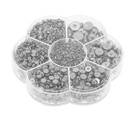 DINHEAROM Perles Décoratives pour Ongles Demi-perles en Plastique Argenté, sans Odeur, Boîte de 3100 Pièces pour Nail Art DIY et Accessoires Délicats