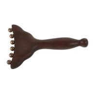 DINHEAROM Planche de Massage Gua Sha en Bois avec Laiton Poli, Forme Queue de Poisson, Bords Arrondis, pour Détente Bureau et Soins Quotidiens Peau