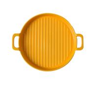 DINHEAROM Plaque de Cuisson Poignées Double Oreille en Céramique Jaune Pratique Style Rétro pour Pâtisserie et Service Élégant