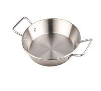 DINHEAROM Plateau de Service Décoratif en Acier Inoxydable avec Double Poignées, Surface Lisse et Soigneusement Polie, pour Activités en Plein Air et Bbq, Diamètre 20 Cm