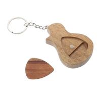 DINHEAROM Porte-clés médiator en bois avec boîte de rangement pour médiators, design créatif pour passionnés de guitare