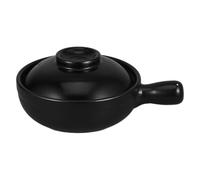 DINHEAROM Pot en Argile Japonerie 600ml Noir avec Couvercle Résistant Haute Température pour Cuisson Traditionnelle et Mijotage pour Voyages et Fêtes