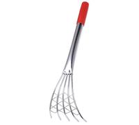 DINHEAROM Râteau à Palourdes avec Manche Long Argenté en Acier Inoxydable Outil à Main Robuste pour Creuser Coquillages et Ostréiculture en Bord de Mer
