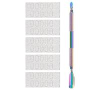 DINHEAROM Repousse-cuticules double embout en acier inoxydable pour manucure, facile à prendre en main et à nettoyer, outil de préparation pour nail art russe en salon, 50 feuilles de papier de